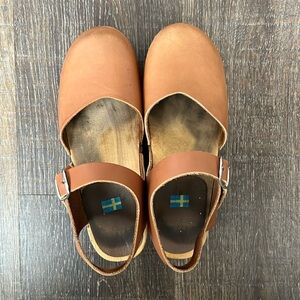 Bjork Swedish Clogs in Cognac Real Leather